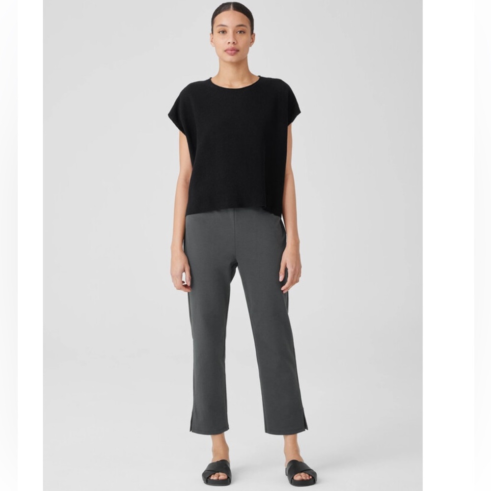 Like New! Eileen Fisher Cotton Blend Ponte Pant with Side Slits (Dk Gray: Large)